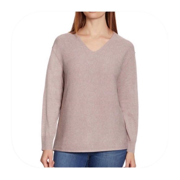NWT Ella Moss L Mauve Ribbed V-Neck Sweater - Picture 1 of 10